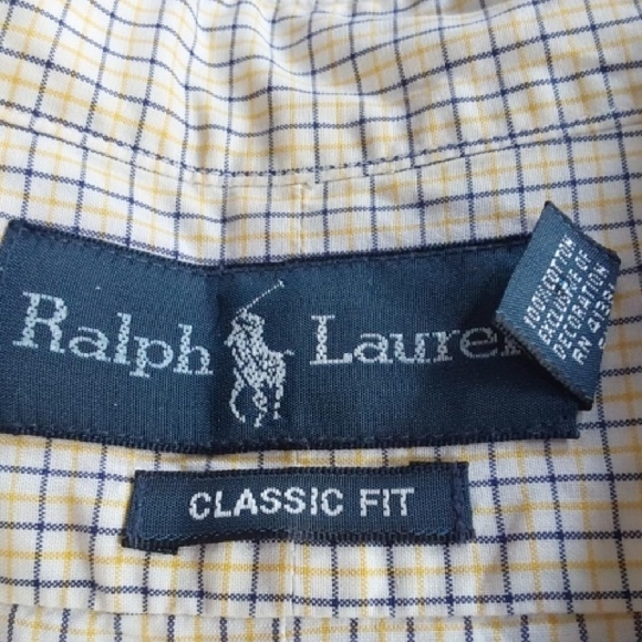 Ralph Lauren Classic Fit Pale Yellow / Blue Checked Dress Shirt Preppy Sz.2X - Picture 5 of 5